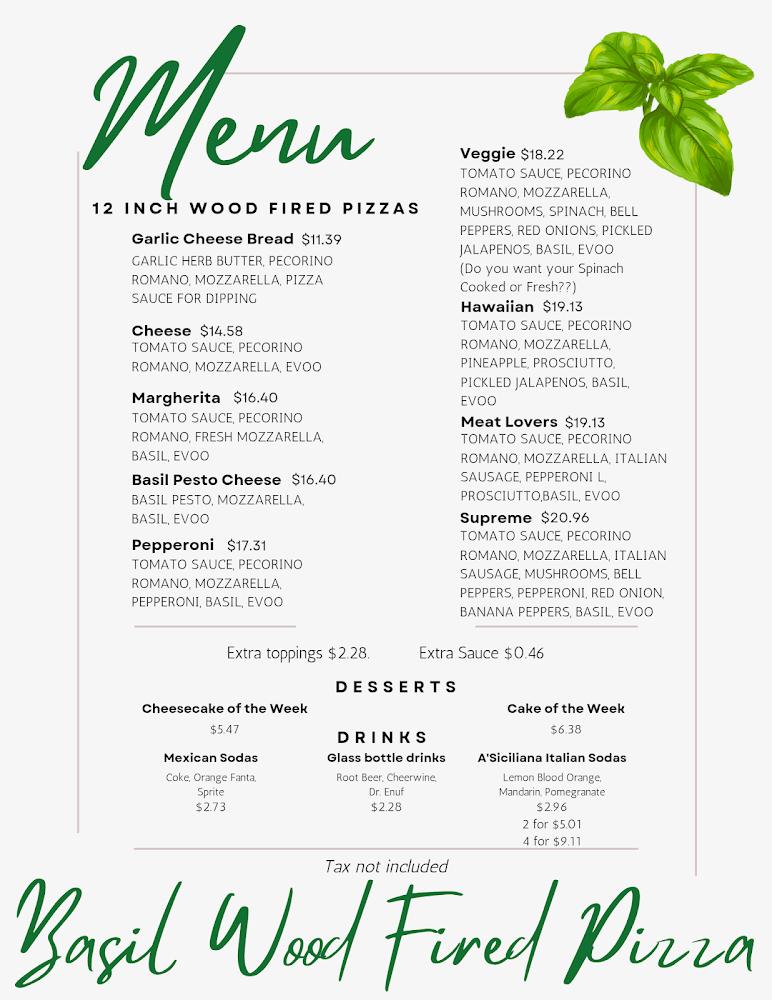 Basil Wood Fired Pizza Margherita Pizza